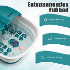 COSTWAY Inklapbaar Voetbad Massage met Warmte, Voetspa met Afstandsbediening, Vibratiebubbels, Rollen Massage, Medicijndoos, Puimsteen en 3 Regelbare Temperatuur