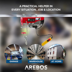 AREBOS Elektrische Takel Hefapparaat Hijskraan Elektrische Lier 200kg 500W