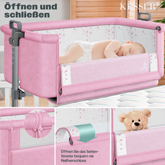 KESSER® 3in1 Ledikant - Babybed - Verstelbaar - Inklapbaar - Lichtgrijs