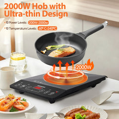 Inductie Kookplaat vrijstaand - Elektrische kookplaat - 2000W - Zwart - Aigostar