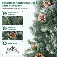 Kerstboom met sneeuw - Kunstkerstboom - 180 cm - Met standaard - Aigostar