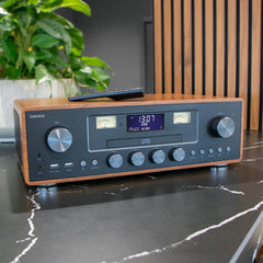 LENCO DAR-081WD - DAB+/FM radio met CD-speler, USB, Bluetooth® en draadloos oplaadpunt - Hout/Zwart