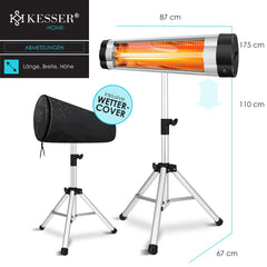 Infrarood Verwarming - Terrasverwarmer - Elektrische Heater - Zilver - KESSER®