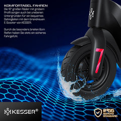 KESSER® Elektrische Step 10" E-Scooter Max. 25km/h - Electrische Scooter Bereik ±40km Opvouwbare 450W E-Step 10ah max. belasting tot 120 kg - Zwart