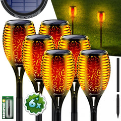 KESSER® 6 Solar Tuinfakkels - Tuinverlichting - Sensor - Zwart •