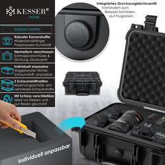 KESSER® Camera Koffer - Cameratas - Schuimrubber - M - Zwart •