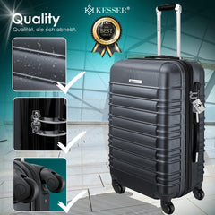 KESSER® Reiskofferset - 3-delig - ABS- Kofferset - Antraciet