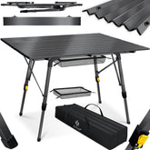 KESSER® Campingtafel Opvouwbaar - Verstelbaar - 120x70 cm - Antraciet