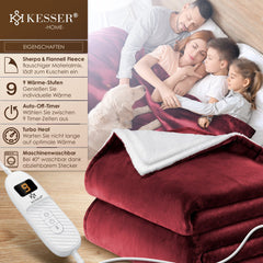 KESSER® Elektrische deken - Warmtedeken - 200x180cm - Rood •
