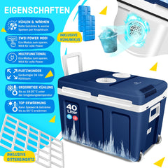 Koelbox Elektrisch – 12V en 230 volt - Coolbox - Frigobox - 40L – Blauw