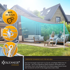 KESSER® Schaduwdoek 2,5x2,5x3,5m - Zonnezeil - Waterafstotend - Grijs •