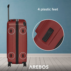 AREBOS Set van 4 reiskoffers Hard-shell koffers Set koffers S-M-L-XL Rood
