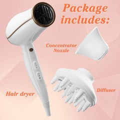 Fohn - Haardroger - Inklapbare Föhn - 2200W - Wit - Aigostar •