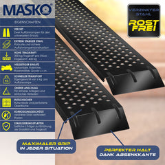 MASKO® 2X Oprijplaat - Antislip - 200kg per plaat - Zwart •