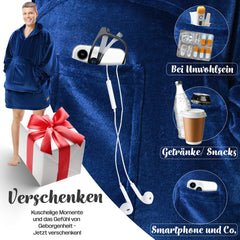 KESSER® Oversized Oodie - Fleece Deken met Mouwen | Draagbare Deken - Snuggle Hoodie | Plaid Knuffeldoekje - Marineblauw