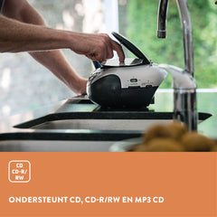 Lenco SCD-37 - Draagbare radio CD speler met MP3 optie en USB - Zilver •