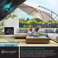 Zweefparasol - Tuinparasol - Parasol 300 cm - Met voet - Met Parasolhoes - Beige - KESSER®