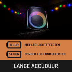 Lenco PA-100BK - Draadloze Bluetooth Party Speaker - Met Verlichting en Microfoon - Zwart •
