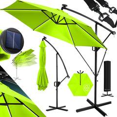 KESSER® Zweefparasol - LED Solar - 350cm x 350cm - Tuinparasol - Groen