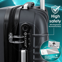 KESSER® 1x Koffer Incl. Bagageweger + Bagagelabel - Reiskoffer met 4 Wielen en Cijferslot, ABS Hardcase, Telescopisch handvat Trolley Bagagerolkoffer- 75cm - 120L, Zwart