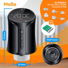 KESSER® Slimme Radiatorknop - Thermostaatkop - LCD-scherm - Zwart