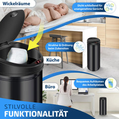 KESSER® Sensor Prullenbak - Afvalbak - Vuilnisbak - 30L - Zwart