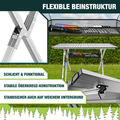 KESSER® Campingtafel Opvouwbaar - Verstelbaar - 145x70 cm - Zilver