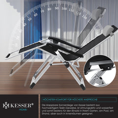 Tuinstoel - Ligstoel - Verstelbaar - Opvouwbaar - Grijs - KESSER®