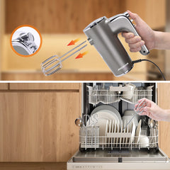 Handmixer - 5 Snelheden met Turbo - RVS Deeghaken & Gardes - 400W - Aigostar