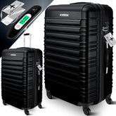 KESSER® 1x Koffer Incl. Bagageweger + Bagagelabel - Reiskoffer met 4 Wielen en Cijferslot, ABS Hardcase, Telescopisch handvat Trolley Bagagerolkoffer- 75cm - 120L, Zwart