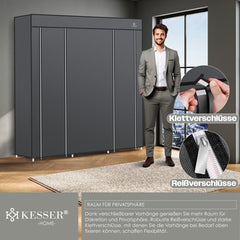 KESSER® Kledingkast - Opvouwbaar - 150x45x175cm - Antraciet •