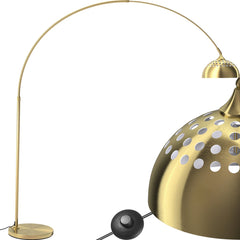 tectake®- Booglamp vloerlamp woonkamer - Retro vintage eetkamerlamp - Hangend, ideaal voor eettafel en woonkamer - Arc-lamp - goudkleurig
