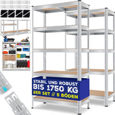 MASKO® Opbergrek - Stellingkasten - Set van 2 - Tot 875kg - Zilver •