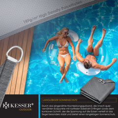 KESSER® Schaduwdoek 4x4m - Zonnezeil - Waterafstotend - Grijs