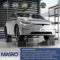 MASKO® Oprijplaat - set van 2 - tot 7 ton - Antisliplaag - Overrijbeveiliging - Zwart •