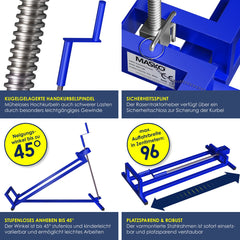 MASKO® Zitmaaierkrik 400kg Lift voor Zitmaaier - Zitmaaierlift Krik Systeem - Blauw