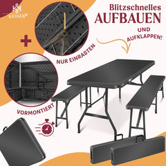 Picknicktafel - Campingtafel - Biertafel - Opvouwbaar - Antraciet - KESSER®