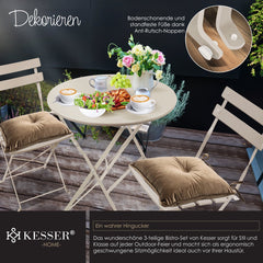 KESSER® Bistroset 3-delige Tafel met 2 inklapbaar stoelen - Balkonset Bistrotafel Bistrostoel Vouwmeubels Tuinset Zitgroep Metalen Tuintafel - Cappuccino