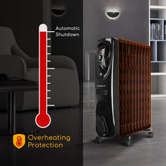 Olieradiator - 2300W Heater - Elektrische kachel - met Thermostaat - Zwart - Aigostar