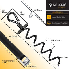 KESSER® 4x grondanker - Inc. Spanbanden - 40cm - RVS - Zwart