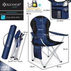 KESSER® Campingstoel - Visstoel - Vouwstoel - Marineblauw