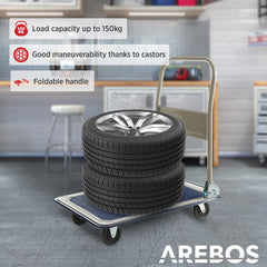 AREBOS Platformwagen - Plateauwagen - Transportwagen Inklapbaar - Transportkar 150 kg