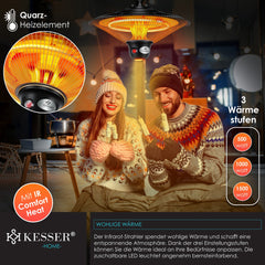 KESSER® Terrasverwarmer - Infrarood Verwarming - 1500W - Zwart