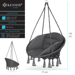 KESSER® Hangstoel - Binnen & Buiten - Tot 150kg - 2 Kussens - Antraciet