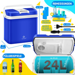 Koelbox Elektrisch – 12V en 230 volt - Coolbox - Frigobox - 24L – Blauw
