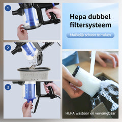 Steelstofzuiger - Stofzuiger Zonder zak - 6 Meter Kabel - 600W - Zwart - Aigostar