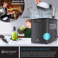 IJsblokjesmachine – 12kg/24 uur – IJsmachine - IJsblokjesmaker - Zwart - KESSER®