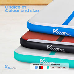 KM-Fit Airtrack - Turnmat - 5 m - Gymnastiekmat Opvouwbaar - Incl. elektrische pomp & patch kit - Blauw