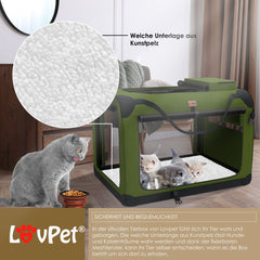 Reisbench hond - Draagtas hond - Transportbox - 91x63x63 cm - Khaki