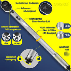 MASKO® Momentsleutel - 6-delig set - 40-210Nm - Zilver